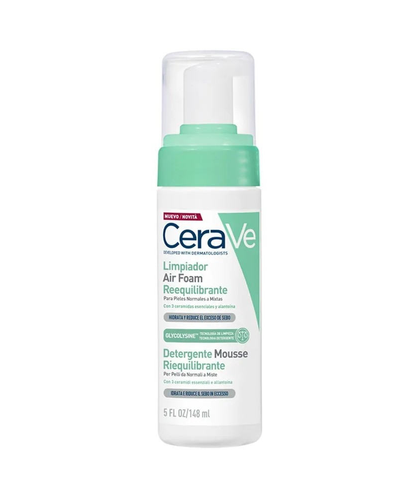 CERAVE LIMPIADOR MOUSSE AIR FOAM REEQUILIBRANTE 148 ML PIEL NORMAL A MIXTA